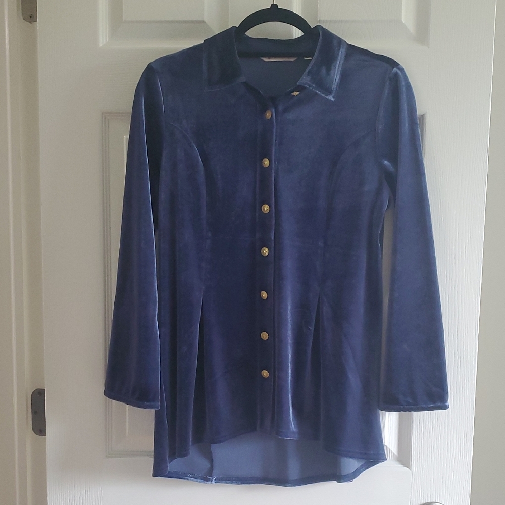 Soft Surroundings Navy Velvet Shirt